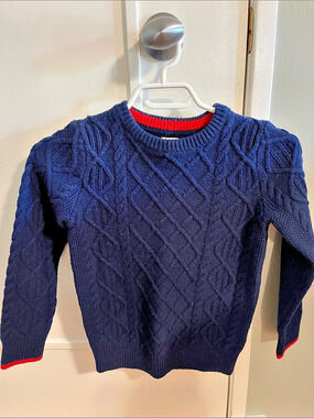 Mini Boden Cable Knit Wool Sweater in Blue Like New